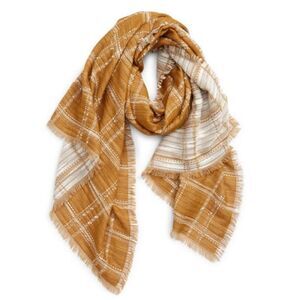 Madewell Textured Windowpane Scarf in Egyptian Gold Multi. O/S, NWT.